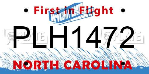 PLH1472 North Carolina License Plate