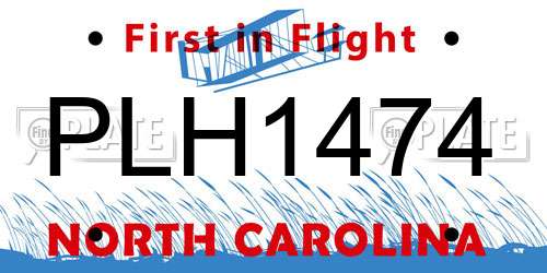 PLH1474 North Carolina License Plate