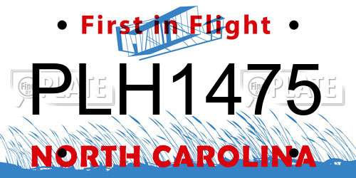 PLH1475 North Carolina License Plate