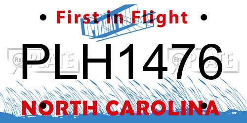 PLH1476 North Carolina License Plate