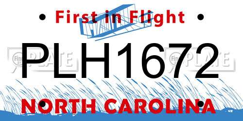 PLH1672 North Carolina License Plate