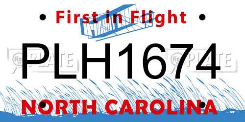PLH1674 North Carolina License Plate
