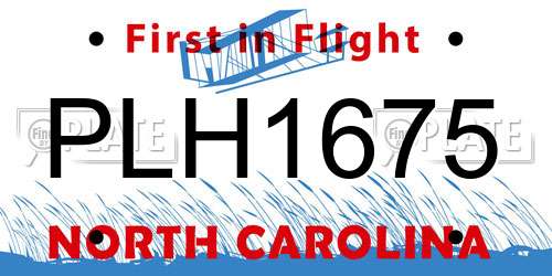 PLH1675 North Carolina License Plate