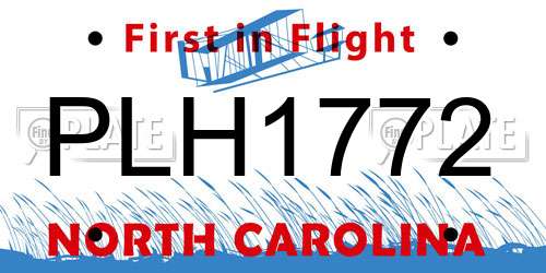 PLH1772 North Carolina License Plate