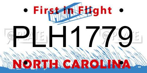 PLH1779 North Carolina License Plate