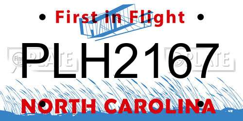PLH2167 North Carolina License Plate