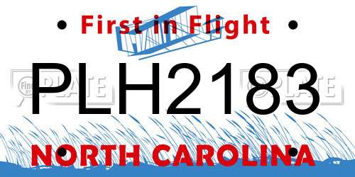 PLH2183 North Carolina License Plate