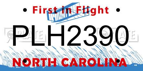 PLH2390 North Carolina License Plate