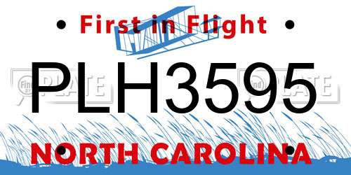 PLH3595 North Carolina License Plate