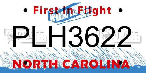 PLH3622 North Carolina License Plate