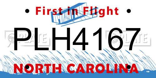 PLH4167 North Carolina License Plate