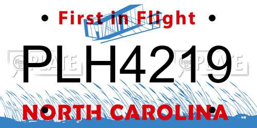 PLH4219 North Carolina License Plate