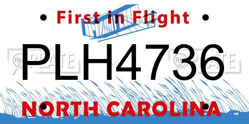 PLH4736 North Carolina License Plate