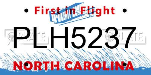 PLH5237 North Carolina License Plate