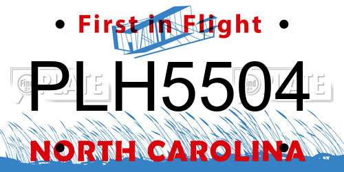 PLH5504 North Carolina License Plate