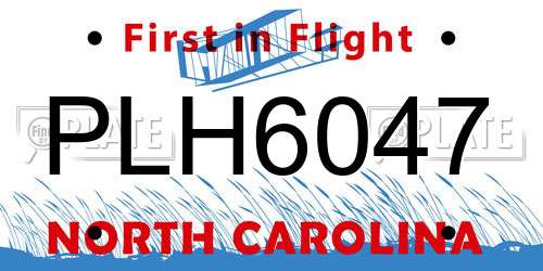 PLH6047 North Carolina License Plate