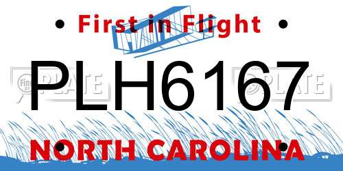 PLH6167 North Carolina License Plate