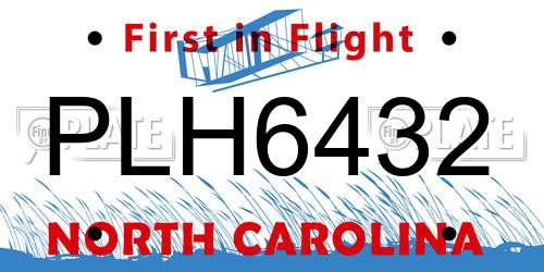 PLH6432 North Carolina License Plate