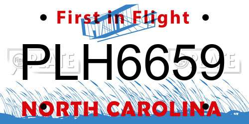 PLH6659 North Carolina License Plate
