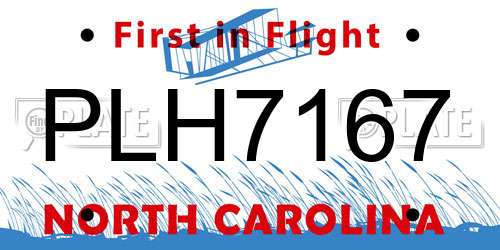 PLH7167 North Carolina License Plate