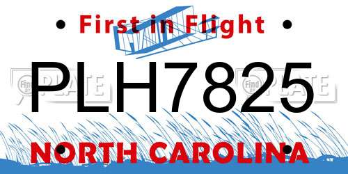 PLH7825 North Carolina License Plate
