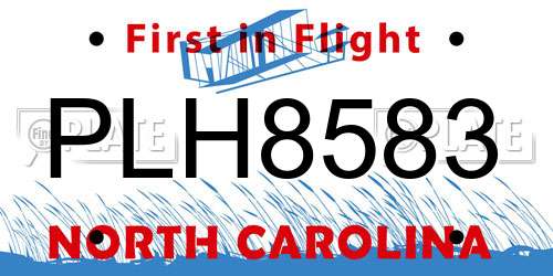 PLH8583 North Carolina License Plate