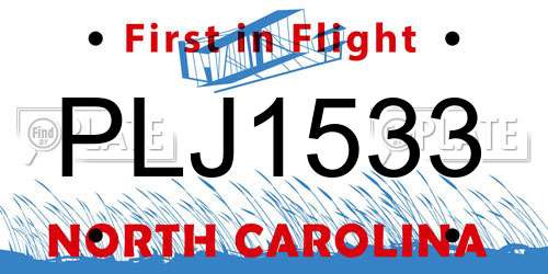 PLJ1533 North Carolina License Plate