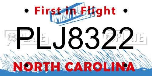 PLJ8322 North Carolina License Plate