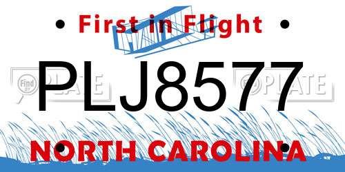 PLJ8577 North Carolina License Plate