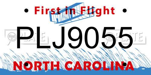 PLJ9055 North Carolina License Plate