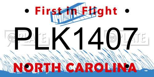 PLK1407 North Carolina License Plate