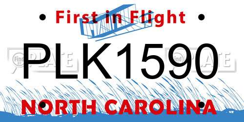 PLK1590 North Carolina License Plate