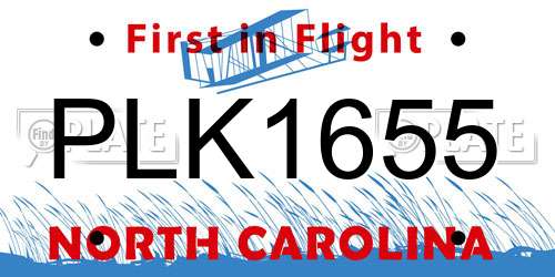 PLK1655 North Carolina License Plate