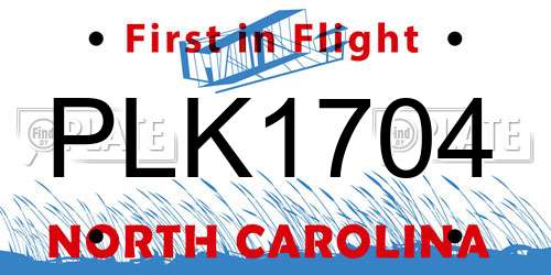 PLK1704 North Carolina License Plate