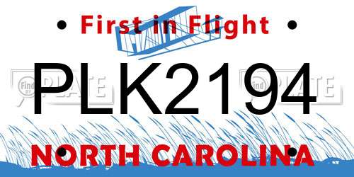 PLK2194 North Carolina License Plate