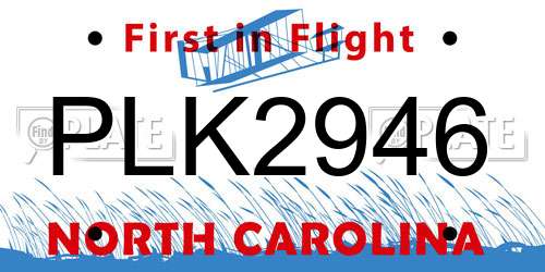 PLK2946 North Carolina License Plate