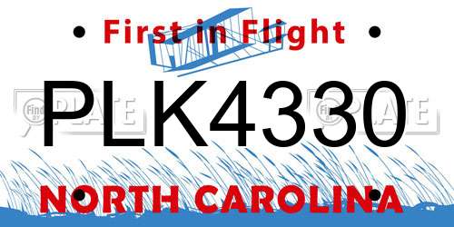 PLK4330 North Carolina License Plate