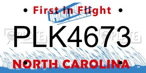 PLK4673 North Carolina License Plate
