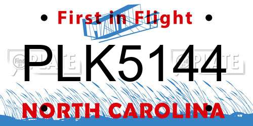 PLK5144 North Carolina License Plate