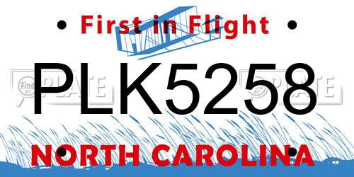 PLK5258 North Carolina License Plate