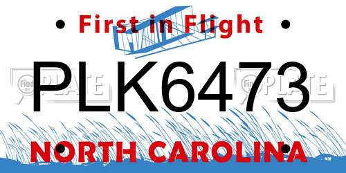 PLK6473 North Carolina License Plate