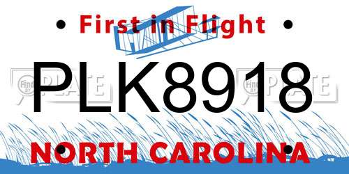 PLK8918 North Carolina License Plate