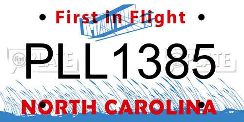 PLL1385 North Carolina License Plate