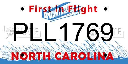 PLL1769 North Carolina License Plate
