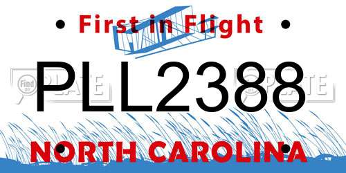 PLL2388 North Carolina License Plate