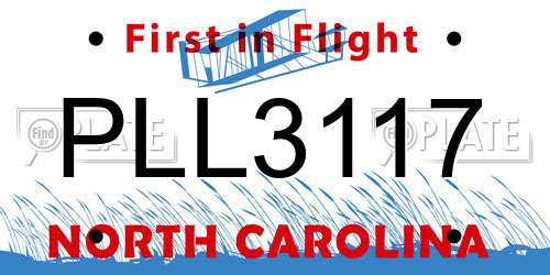 PLL3117 North Carolina License Plate