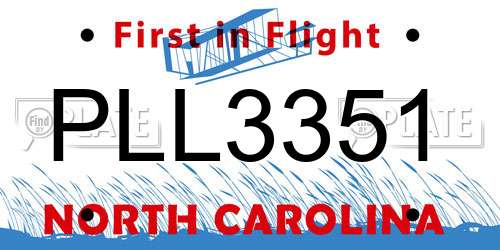 PLL3351 North Carolina License Plate