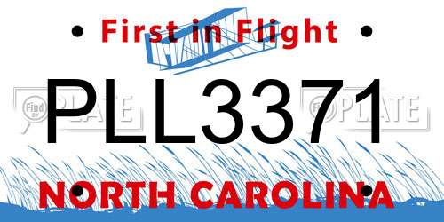 PLL3371 North Carolina License Plate