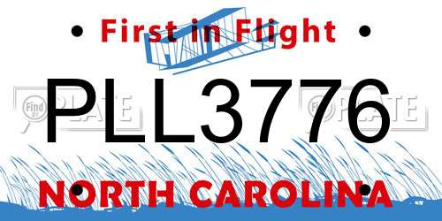 PLL3776 North Carolina License Plate