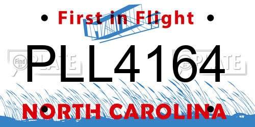 PLL4164 North Carolina License Plate